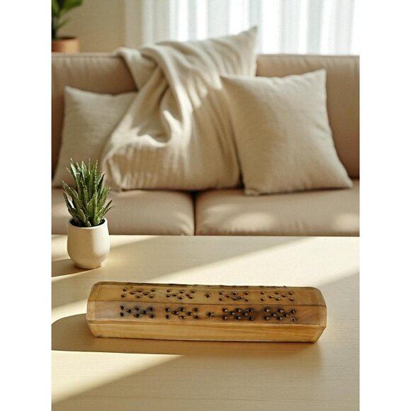 Wooden Incense Burner Box Holder Aromatherapy Cone Stick Storage Rustic Decor - Picture 6 of 9